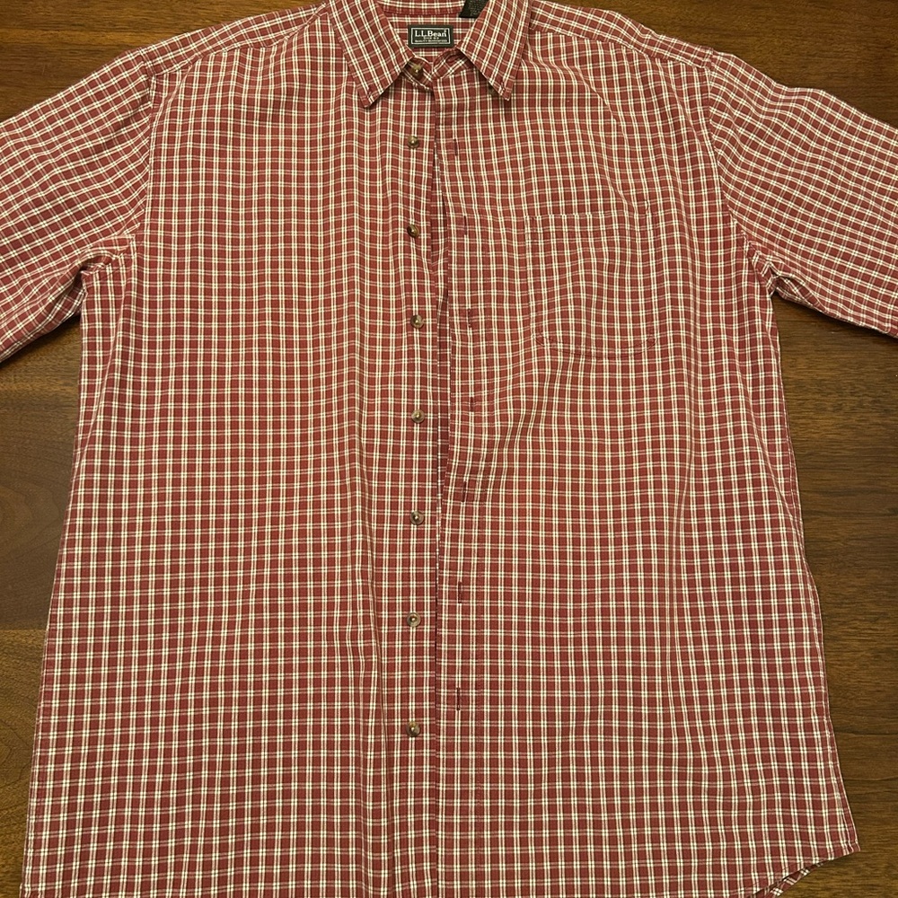 L.L. Bean Men's Red Checkered Button Down Shirt